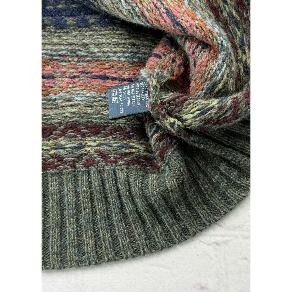 Polo Ralph Lauren Sz XXL Vintage Fair Isle Nordic Wool Knit V-Neck Sweater